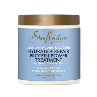 SheaMoisture protein treatment jar on a white background