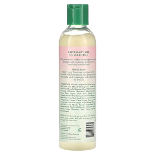 Bottle of Camille Rose Rosemary Oil Collection with green cap on a white background