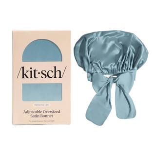 KITSCH Adjustable Oversized Satin Bonnet - Haze Blue