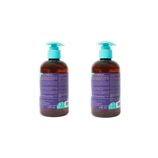 Two bottles with as i am born curly shampoo + jelly with pump dispensers on a white background