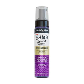 Aunt Jackie's Curl La La Foam-a-licious Styling Mousse bottle on a white background