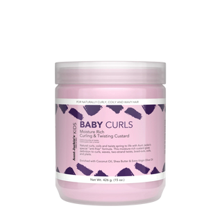 Jar of Aunt Jackie's Girls Baby Girl Curls Curling & Twisting Custard 426g on a white background