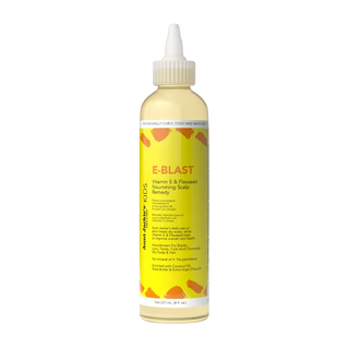 Bottle of Aunt Fannie's Kids E-Blast Vitamin E & Flaxseed Nourishing Scalp Remedy on a white background