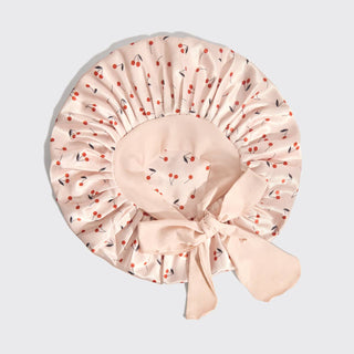 KITSCH Adjustable Oversized Satin Bonnet - Cherry Print