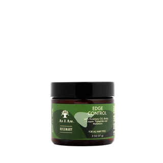 Jar of 'Edge Control' product with green label on a white background