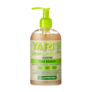 YARI Green Curls Curl Maker bottle with pump on a white background