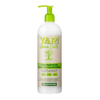 Yari Green Curls Ultra Hydrating Leave-In Conditioner bottle on a white background