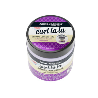 Jar of Aunt Jackie's Curl La La Defining Curl Custard on a white background