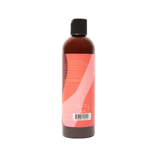 Bottle with a pink label on a white background