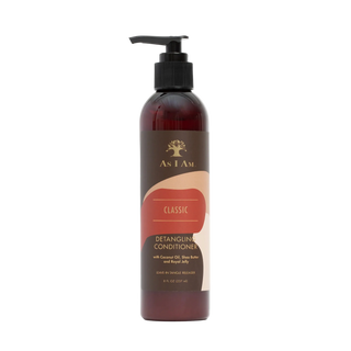 Bottle of As I Am detangling conditioner on a white background