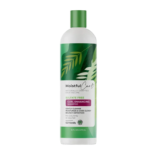 Bottle of Moistful Curl sulfate-free hair product on a white background