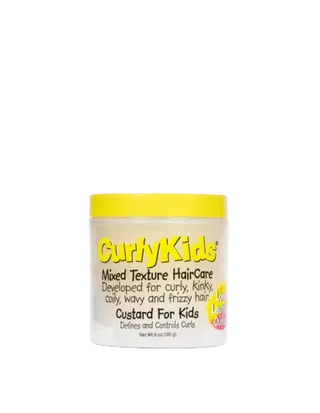 Jar of Curly Kids hair care product on a white background