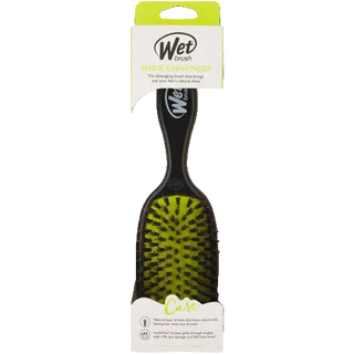 Shine Enhancer Paddle Hair Brush Black with Natural Boar Bristles - Pain-Free Detangling Brush for All Hair Types