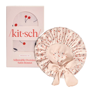 KITSCH Adjustable Oversized Satin Bonnet - Cherry Print