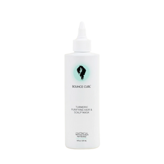 Bottle of Bounce Curl Turmeric Purifying Hair & Scalp Mask on a white background