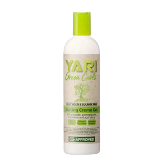 Yari Green Label Curling Crème Gel bottle on a white background