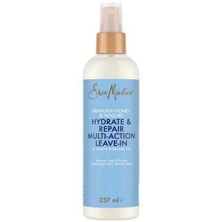 Shea Moisture hair care product bottle on a white background