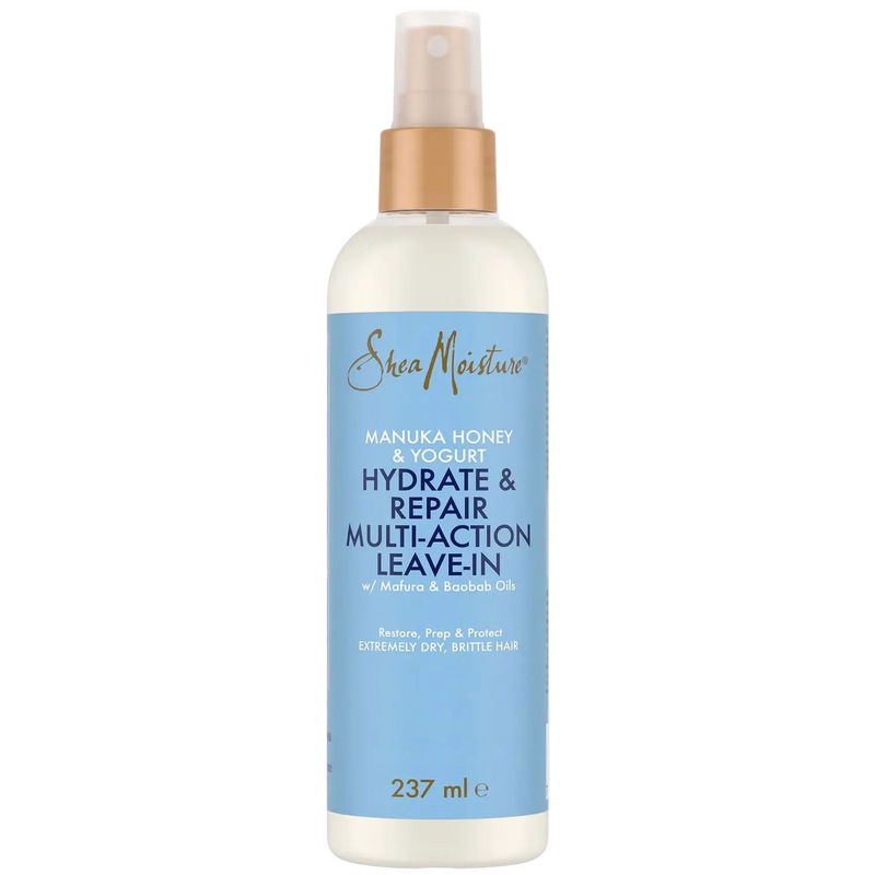 Shea Moisture hair care product bottle on a white background