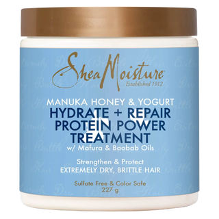 SheaMoisture protein power treatment jar on a white background