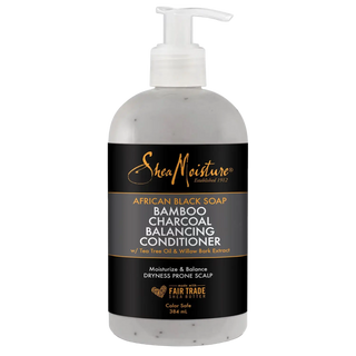 SheaMoisture African Black Soap Bamboo Charcoal Balancing Conditioner bottle on a white background