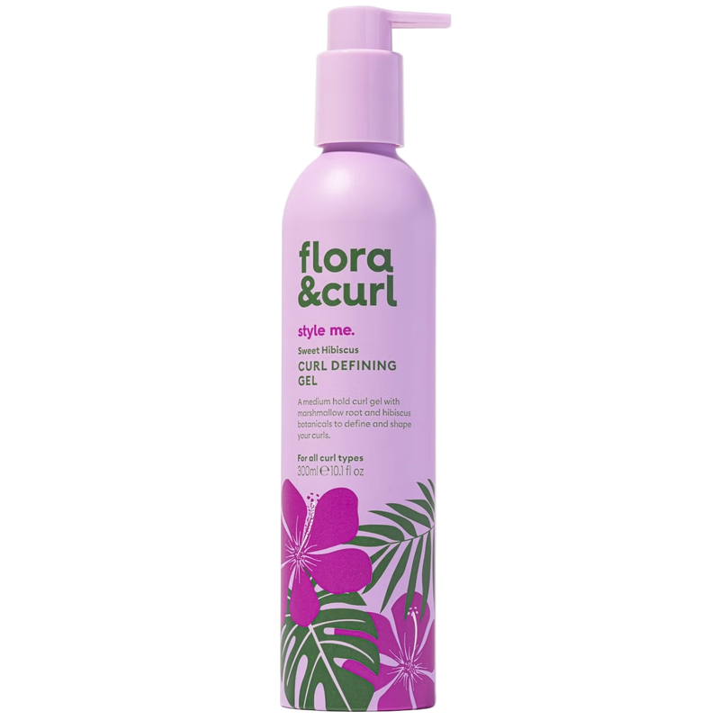 Flora & Curl curl defining gel bottle on a white background