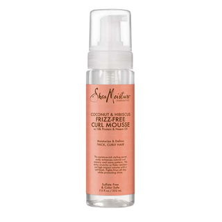 SheaMoisture Coconut & Hibiscus Frizz-Free Curl Mousse bottle on a white background