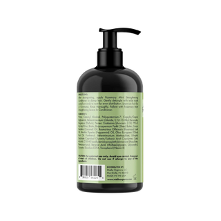 Black bottle with pump and green label on a white background