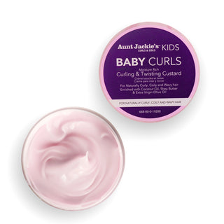open Jar of Aunt Jackie's Girls Baby Girl Curls Curling & Twisting Custard 426g on a white background