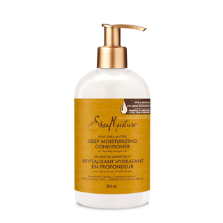 SheaMoisture deep moisturizing conditioner bottle on a white background