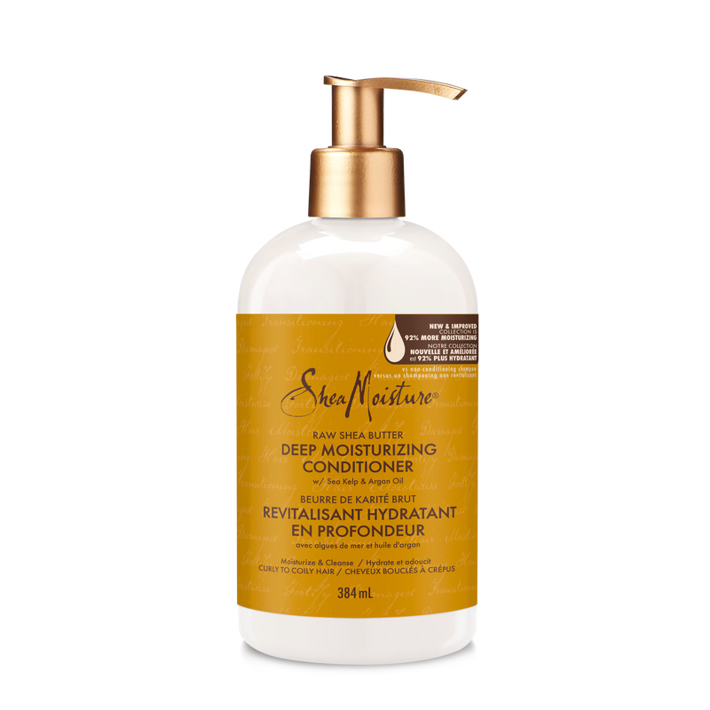 SheaMoisture deep moisturizing conditioner bottle on a white background
