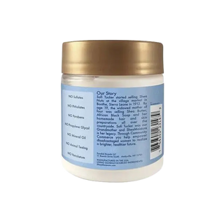 Jar with gold lid and blue label on a white background