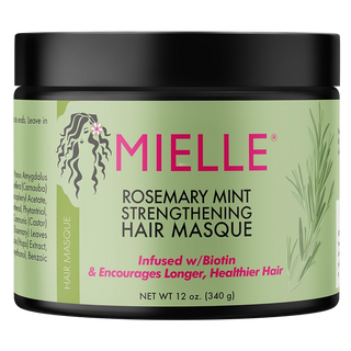 Mielle Rosemary Mint Strengthening Hair Masque jar on a white background