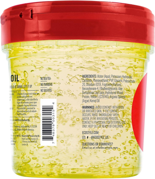 Back view of a yellow container with a red lid, showing text and a barcode.