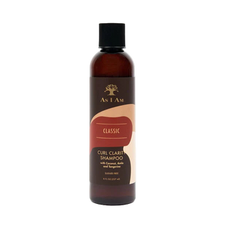 Bottle of As I Am Classic Curl Clarify Shampoo on a white background