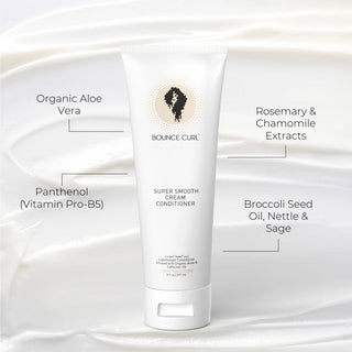 Super Smooth Cream Conditioner with ingredients listed on a white background
