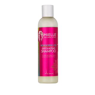 Mielle Organics Mongongo Oil Exfoliating Shampoo bottle on a white background