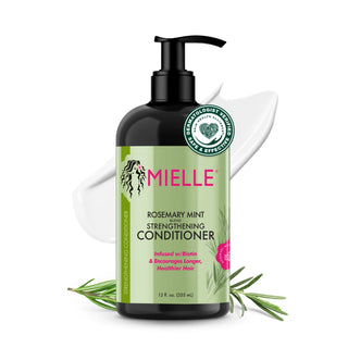 Mielle Rosemary Mint Strengthening Conditioner bottle with a white background