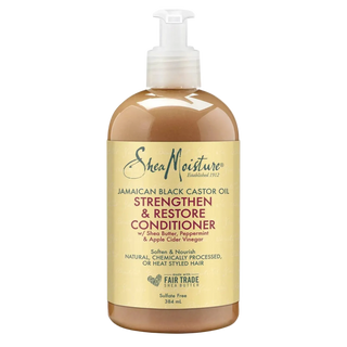 SheaMoisture Jamaican Black Castor Oil Strengthen & Restore Conditioner bottle on a white background
