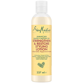 SheaMoisture Jamaican Black Castor Oil Strengthen & Restore Styling Lotion bottle on a white background