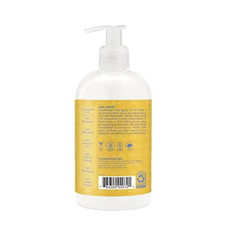 White bottle with pump and yellow label on a white background