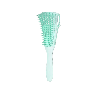 Mint green hairbrush on a white background