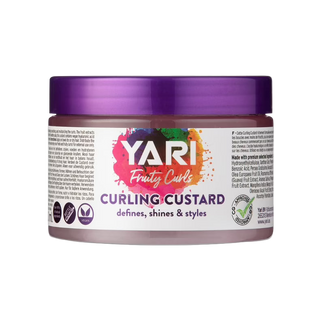 YARI Fruity Curls Curling Custard jar with purple lid on a white background
